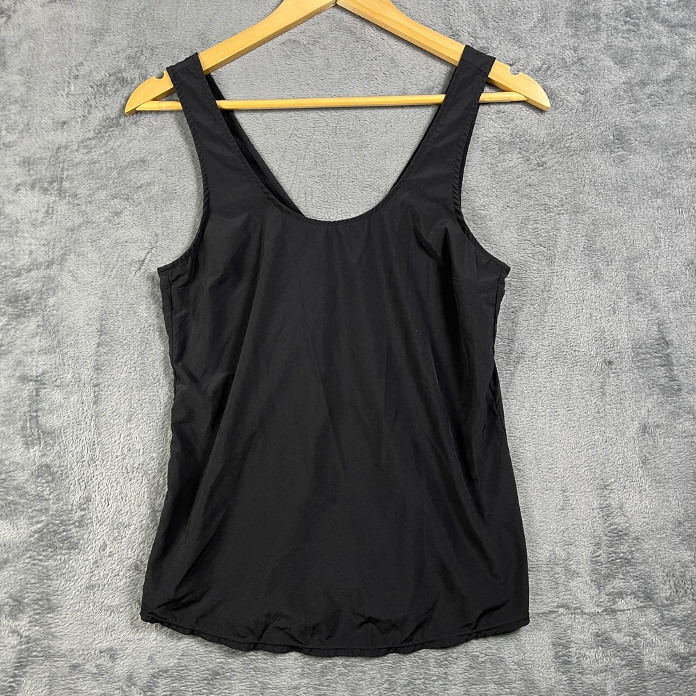 Zella Tank Top Womens Extra Small Black Scoop Neck Wide Straps Curved Hem Summer